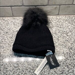 Black Knit Pom-Pom Hat